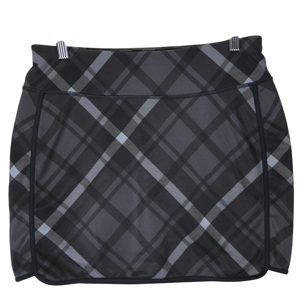 Athleta‎ Tech Fleece Lined Womens Mini Skirt Medium Plaid Layering Athleisure